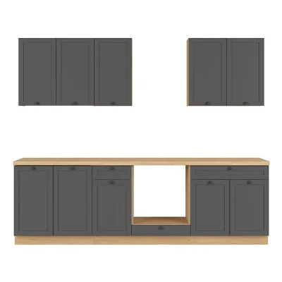 Modular kitchen SEMI LINE 260/GC UKLAD 3, oak reveal / graphite